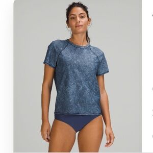 Lululemon Athletica Waterside Relaxed UVP Swim Rash Guard in Denim Wash Blue L